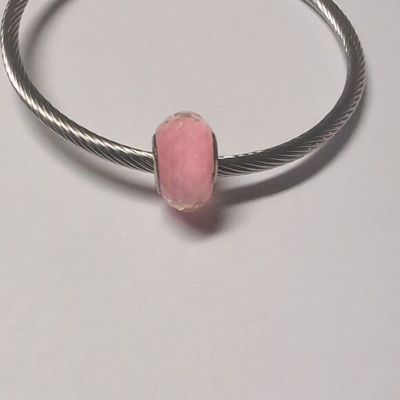 Bubble Gum Pink Faceted Charm for Pandora Style Bracelet - Picture 1 of 4